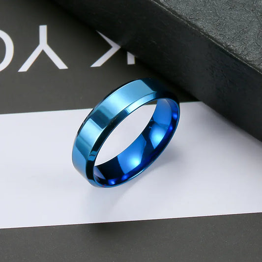 ANILLO AZUL CHUNKY BISELADO PULIDO